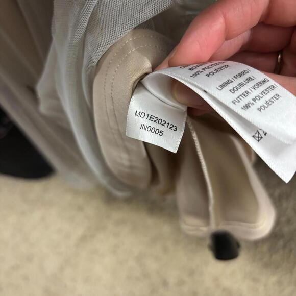 Aidan Mattox Beaded Mesh Godet Gown 8 NEW Blush Champagne Mock Neck Open Back - Picture 14 of 15